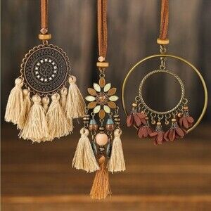 Multicolor 3pcs Bohemian Retro Tasseled Pendant Necklace Set NEW